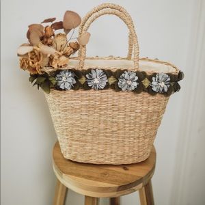Handmade Summer Rattan Flower Bag